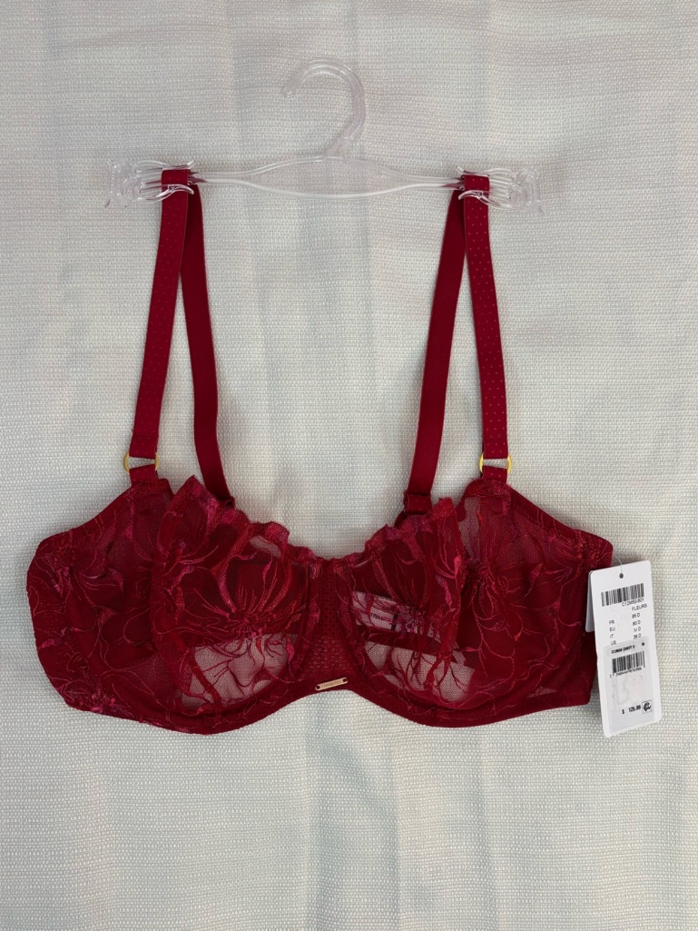 NEW Chantelle Fleurs Demi Bra - Candy Apple Shades Sz 36D NWT | Chantelle Bra - - Picture 13 of 13